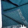 Teal with Blue Edge Silk/Cotton Scarf