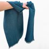 Teal with Blue Edge Silk/Cotton Scarf