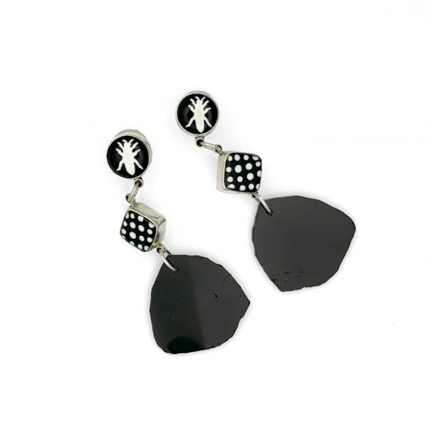 Black Spider Earrings, Denise Barr, Freehand Gallery