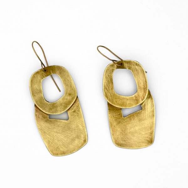 Brass Dangle Earrings, Maru Lopez, Freehand Gallery