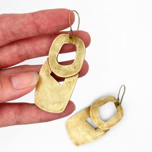 Brass Dangle Earrings, Maru Lopez, Freehand Gallery