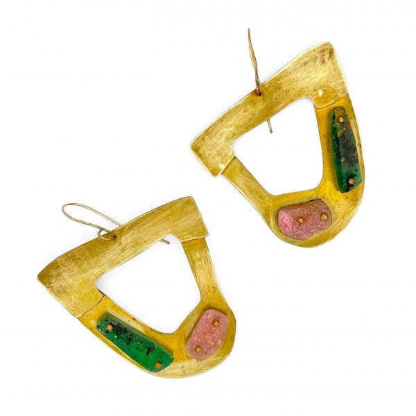 2-resin angle earrings, Maru Lopez, Freehand Gallery