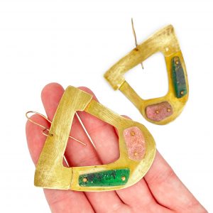 2-resin angle earrings, Maru Lopez, Freehand Gallery