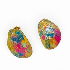 Painted Brass Earrings, Maru Lopez, Freehand Gallery
