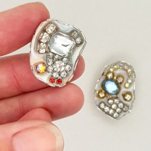 Hologem rhinestone stud earrings, Nikki Coupee, Freehand Gallery