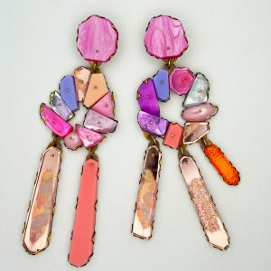 Pink Wreath earrings, Nikki Coupee, Freehand Gallery