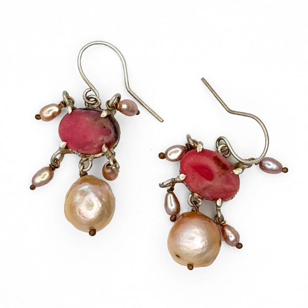 Rhodonite and Pearl Earrings, Simon Gomez, Freehand Gallery