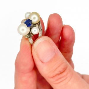 Pearl and sapphire ring, Simon Gomez, Freehand Gallery