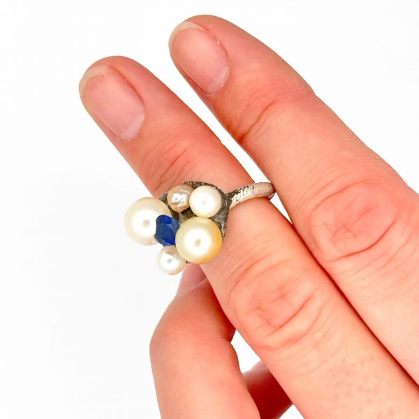 Pearl and sapphire ring, Simon Gomez, Freehand Gallery